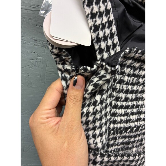 Ank Rouge‎ Women’s Houndstooth Ruffle Mini Dress Size M Black White Bow Belted - Picture 9 of 10